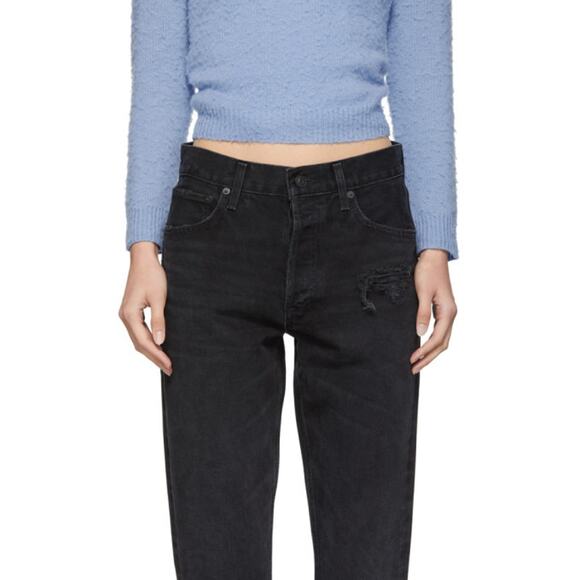 AGOLDE Jamie High Rise Distressed Black Jeans in Plume Size 29 - Picture 3 of 7